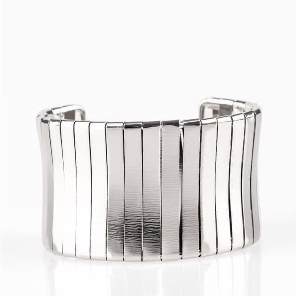 Wide silver cuff bracelet